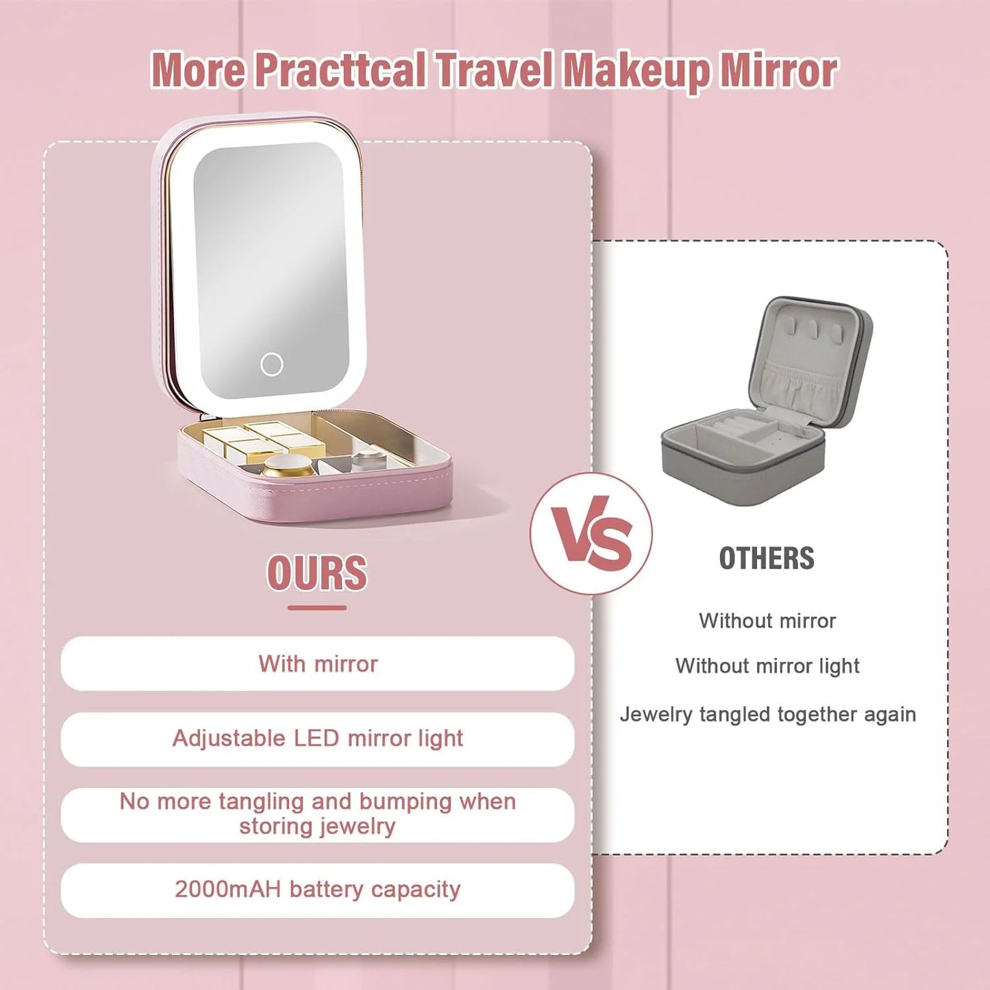 Jewelry Box with LED Mirror Makeup Box