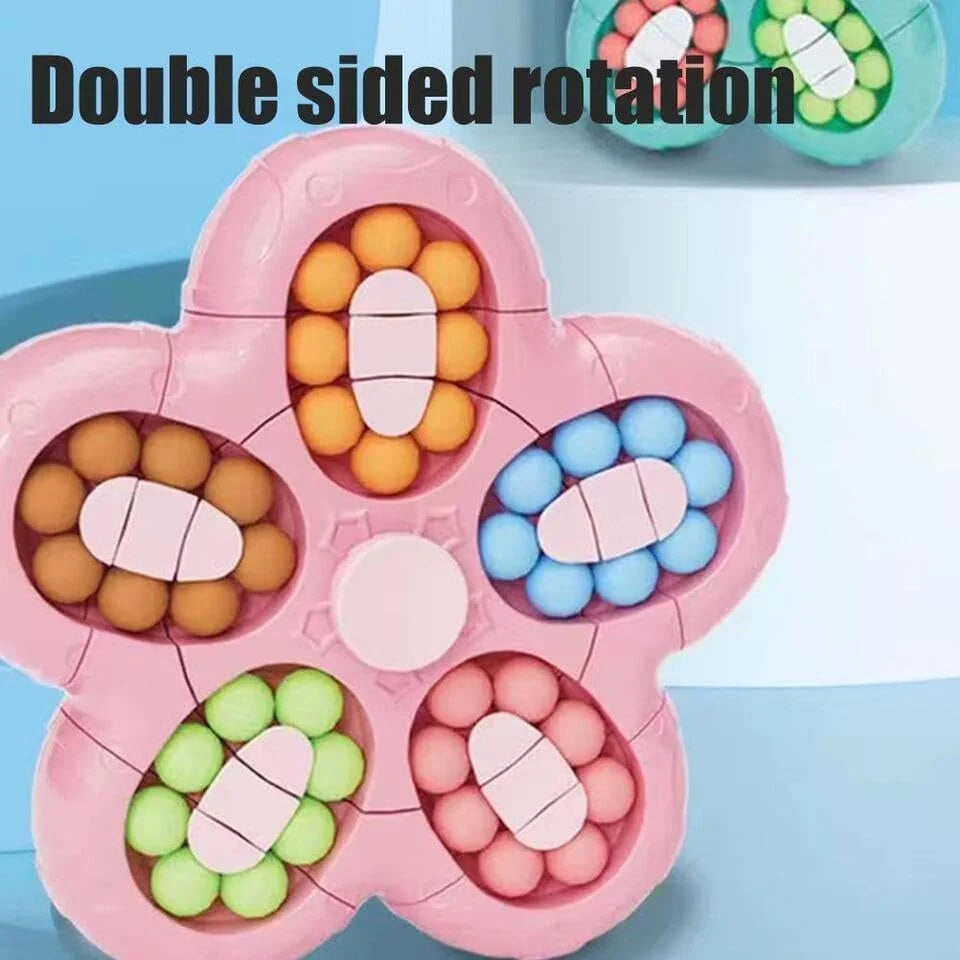 Rubiks Style Cube Handheld Rotating Puzzle Toy