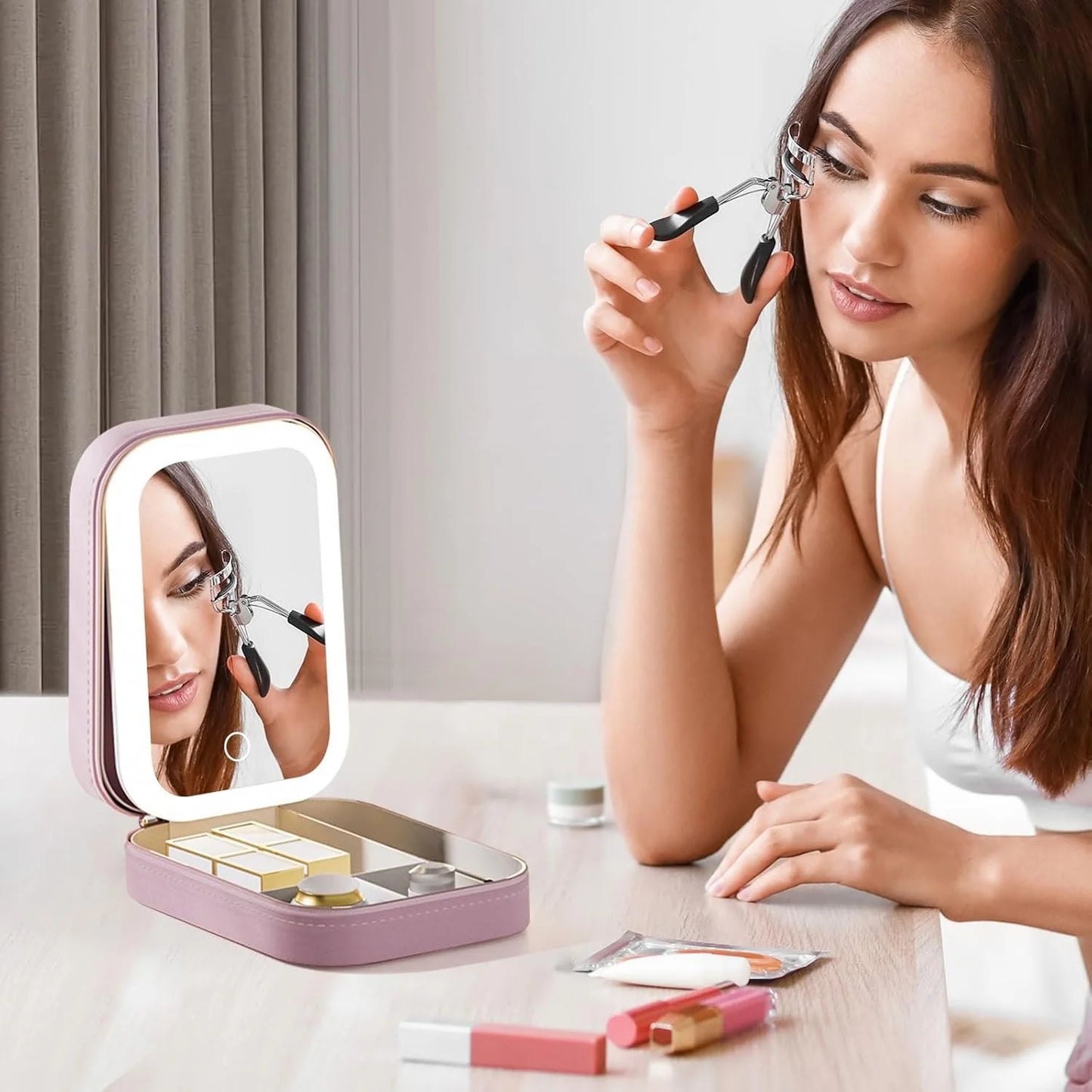 Jewelry Box with LED Mirror Makeup Box