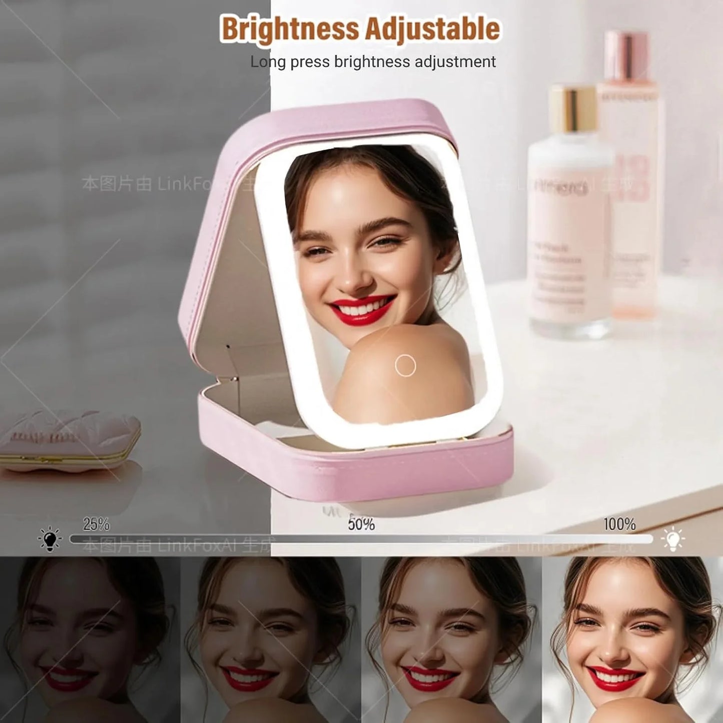 Jewelry Box with LED Mirror Makeup Box
