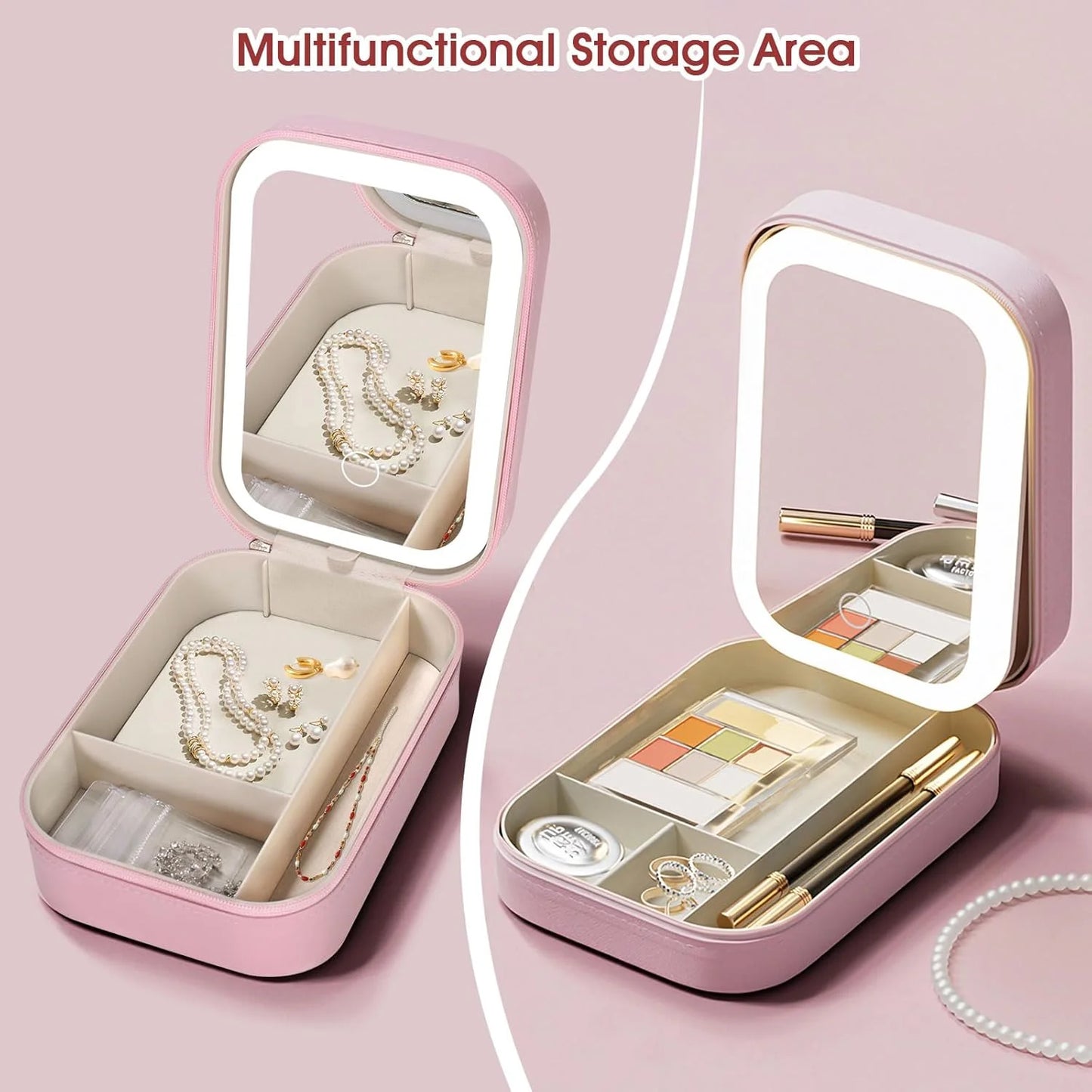 Jewelry Box with LED Mirror Makeup Box
