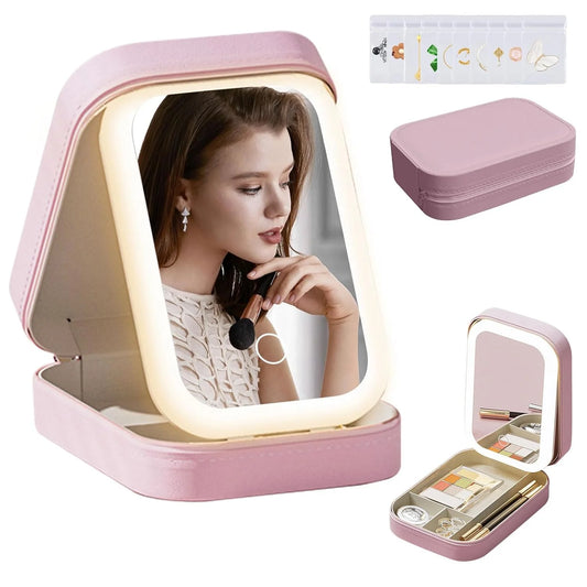Jewelry Box with LED Mirror Makeup Box